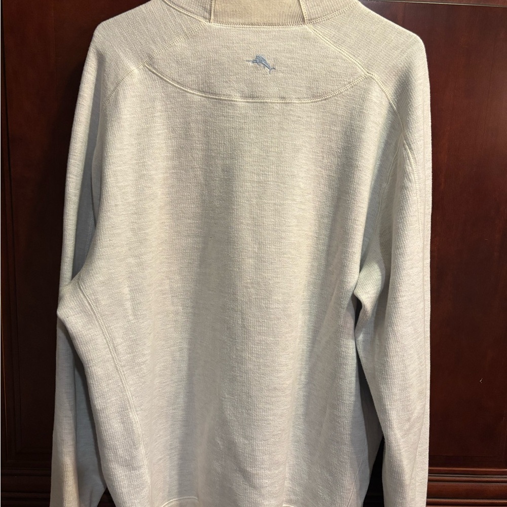 Tommy Bahama Men's Cream Quarter-Zip Sweater - Picture 2 of 4